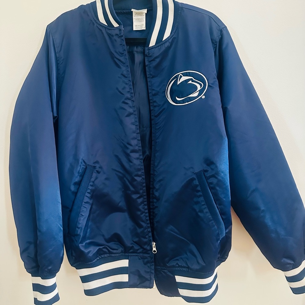 Penn State Satin Varsity-Style Bomber Jacket – Size M – Great Condition